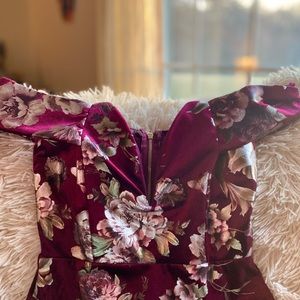 Maroon & gold floral a-line